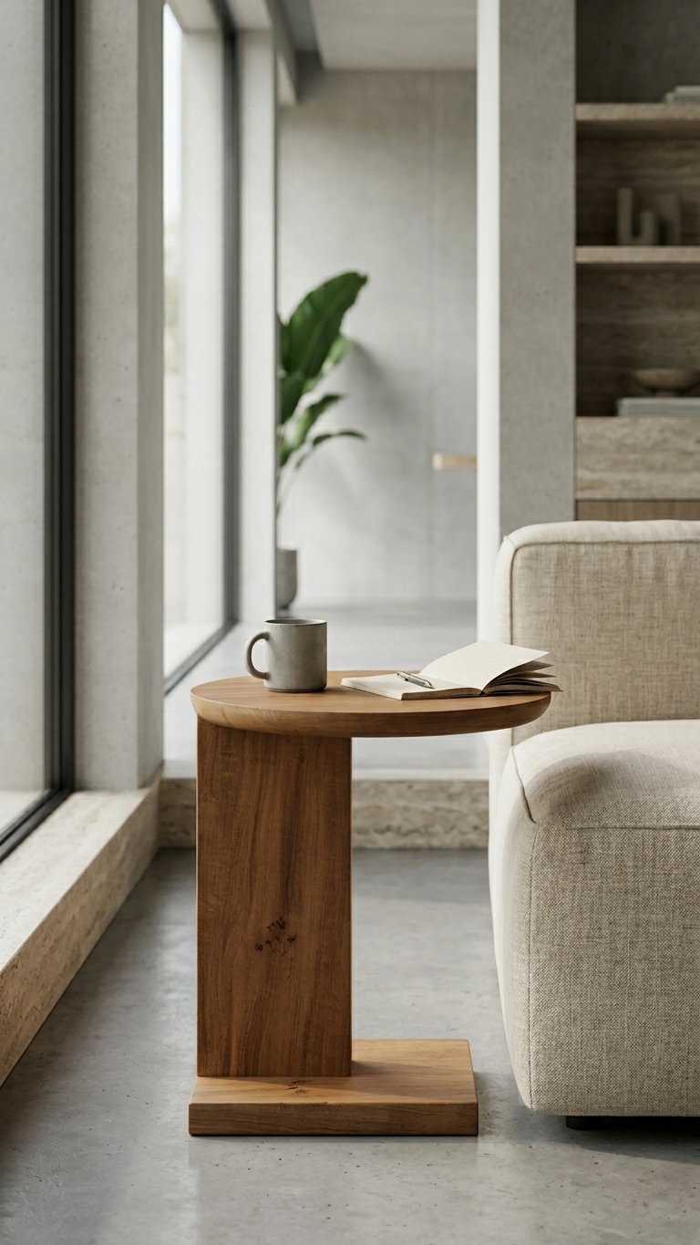 Teak side table in situ
