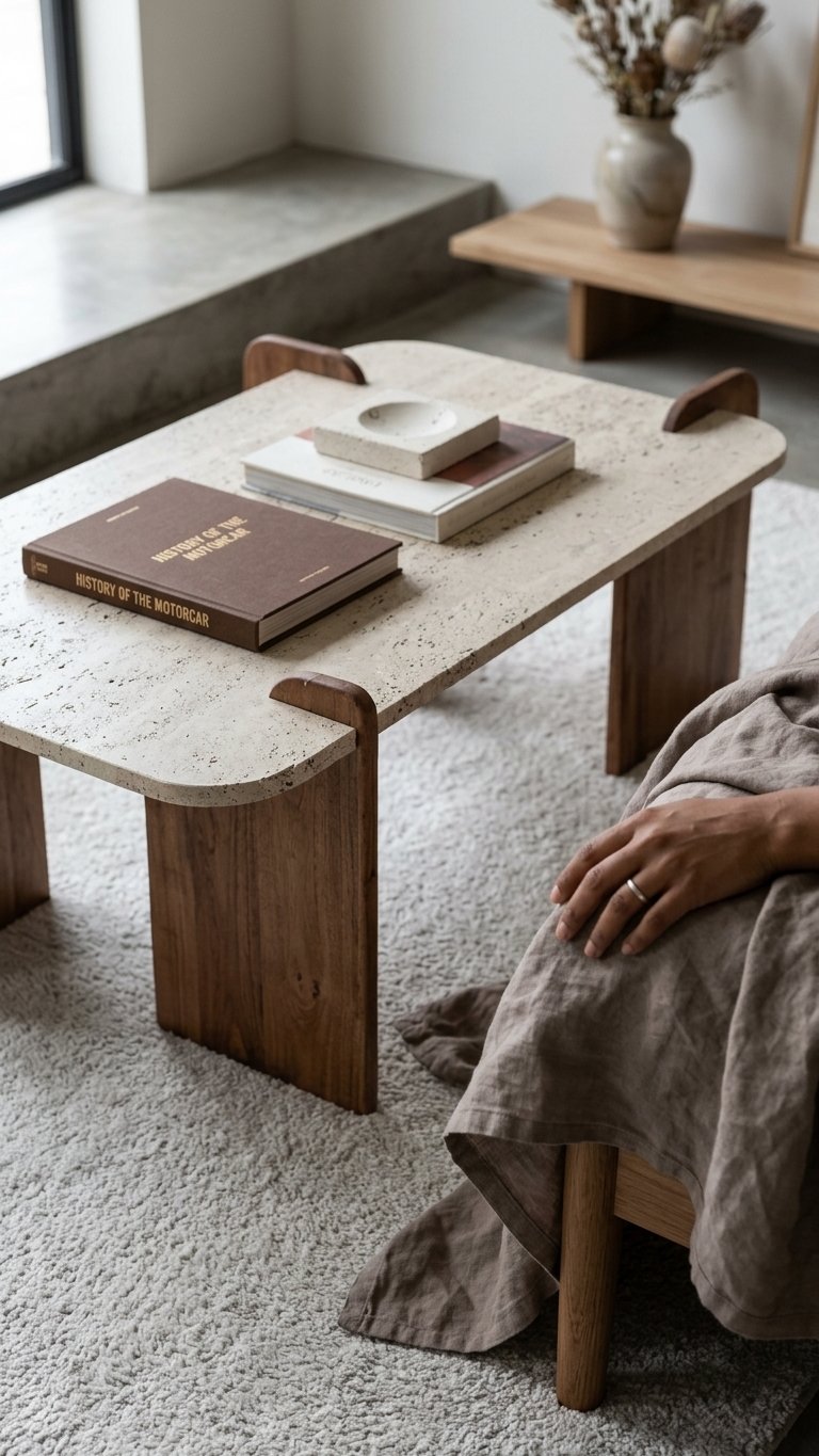 Travertine coffee table